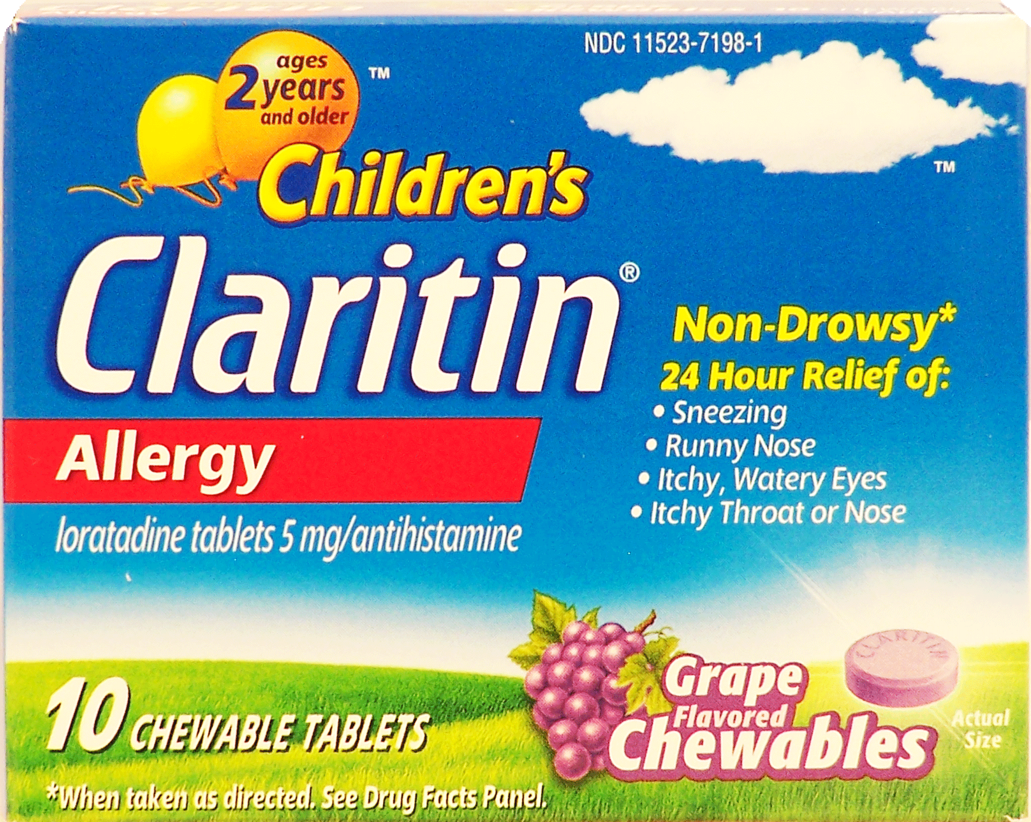 Claritin  children's allergy relief, loratadine tablets 5mg/antihistamine, grape flavored chewables Full-Size Picture